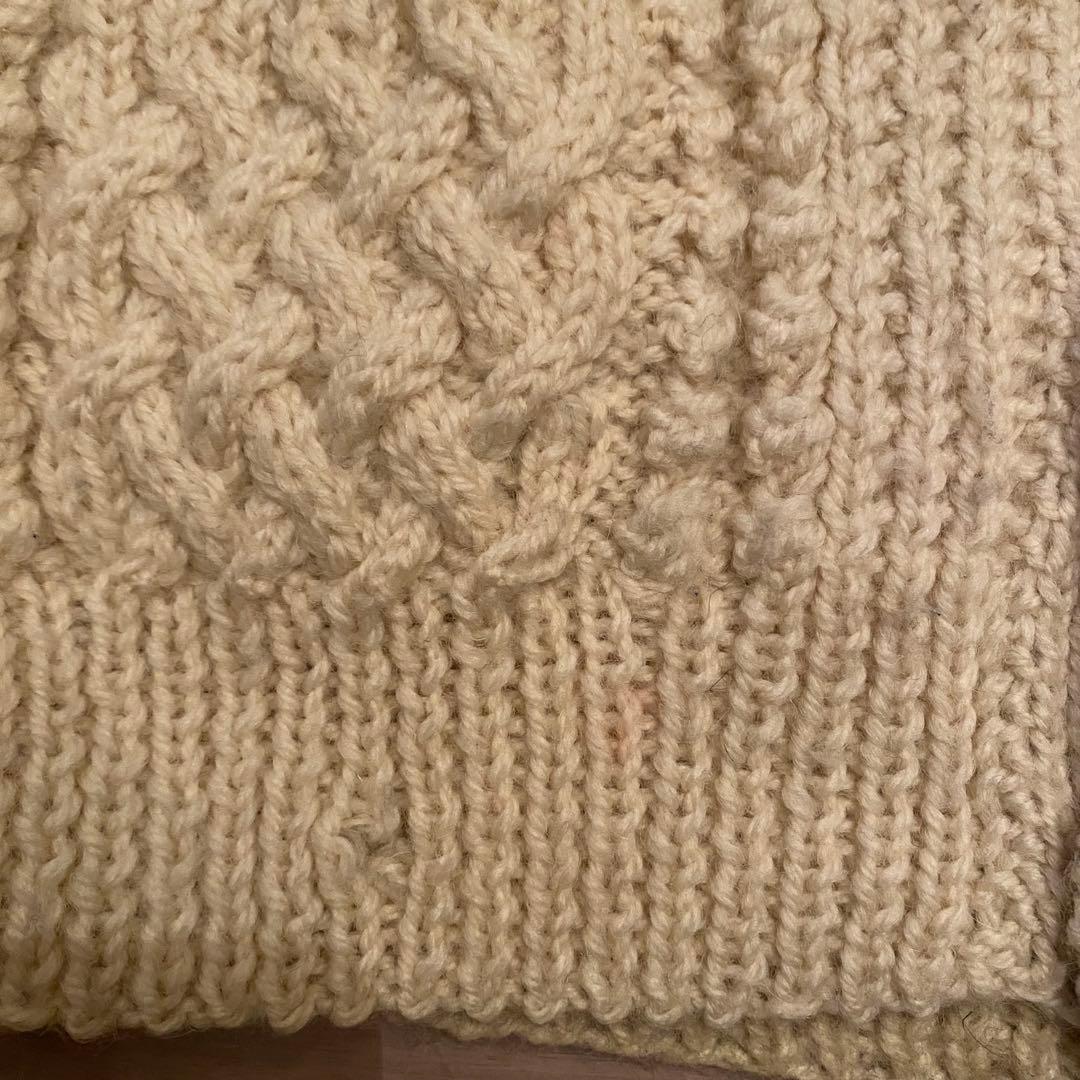 インバーアラン 4A ケーブルニットカーディガン アイボリー　茶タグ