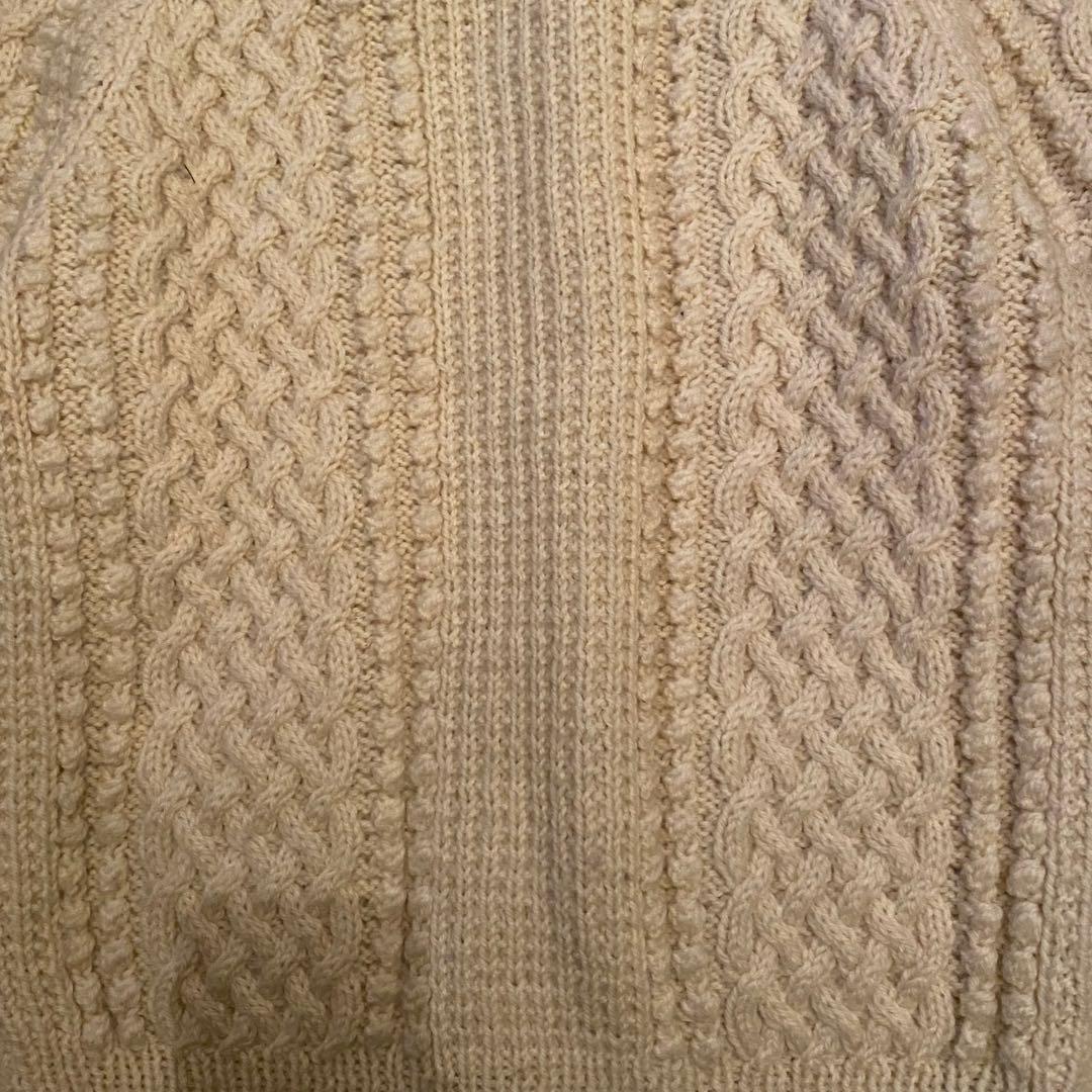 インバーアラン 4A ケーブルニットカーディガン アイボリー　茶タグ