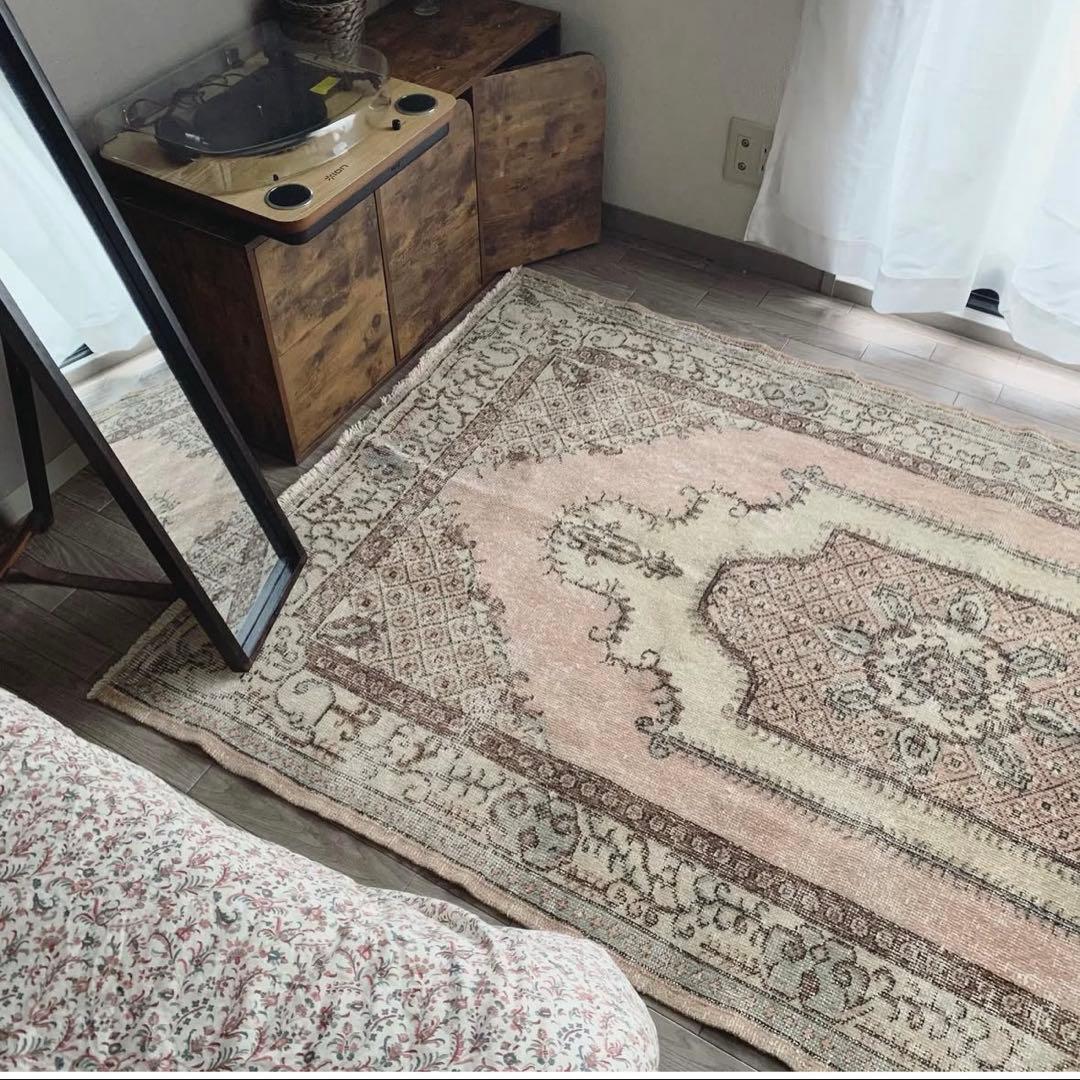 トルコ ヴィンテージラグ ピンク ラグ 絨毯