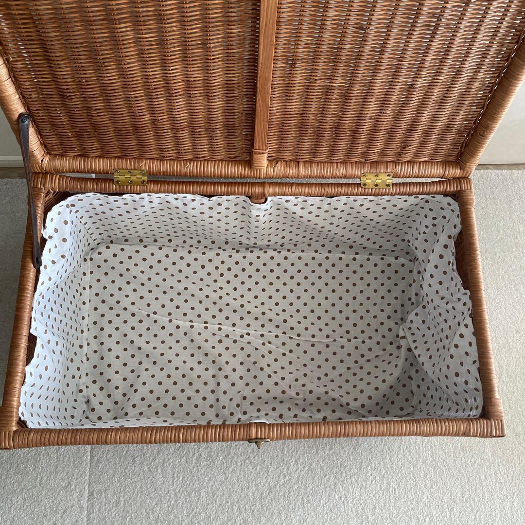 キャスター付きラタンリネンボックス ＜幅70cm＞ブラウン