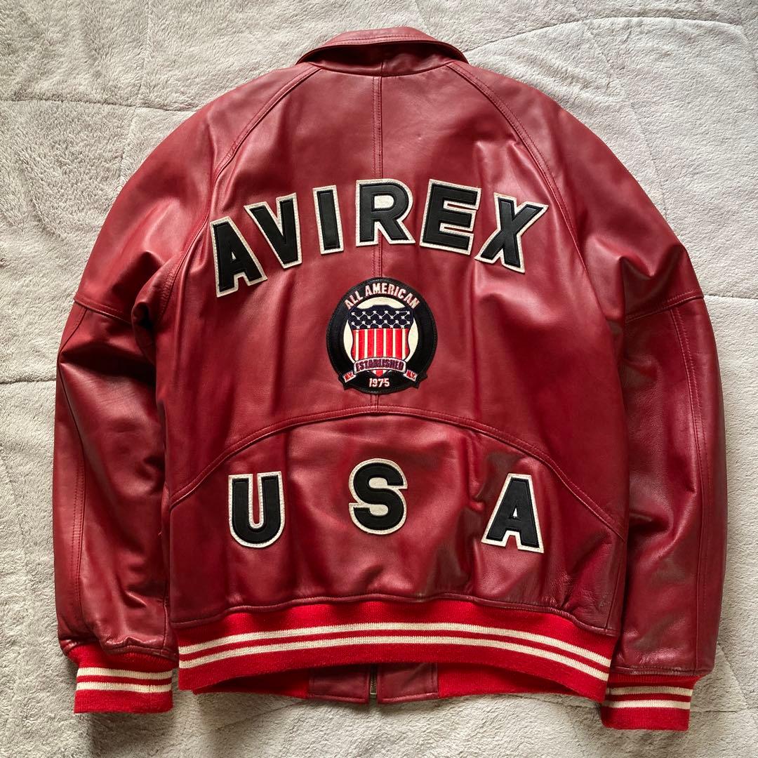 極美品・希少モデル　AVIREX シグネチャーバーシティジャケット　M 赤