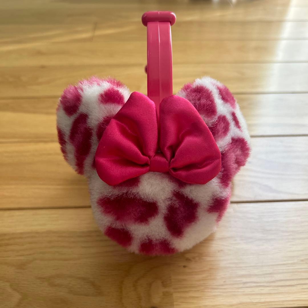 ディズニー　耳当て　ヒョウ柄　ピンク　イヤーマフ