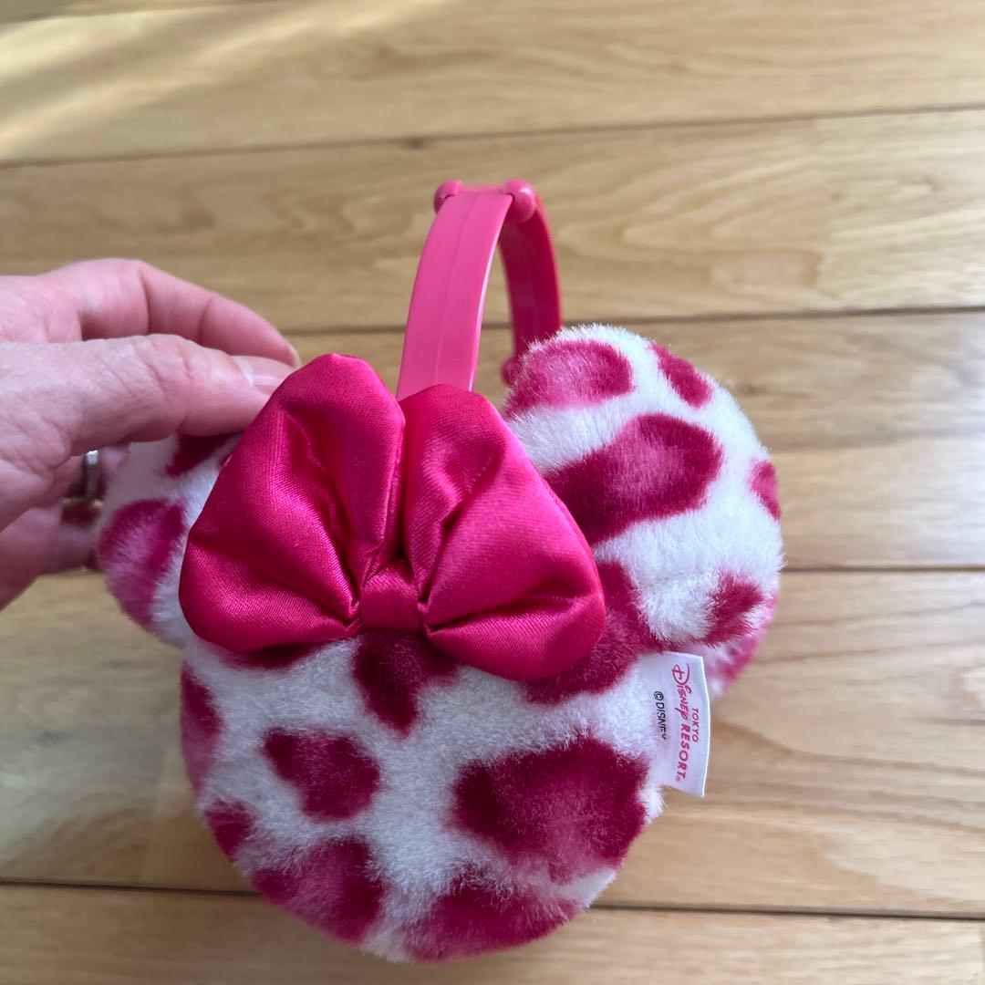 ディズニー　耳当て　ヒョウ柄　ピンク　イヤーマフ