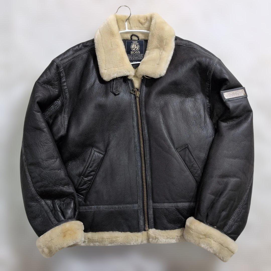 非売品★特大LL ボスジャン B-3 リアルレザー 牛革 黒 懸賞 BOSS