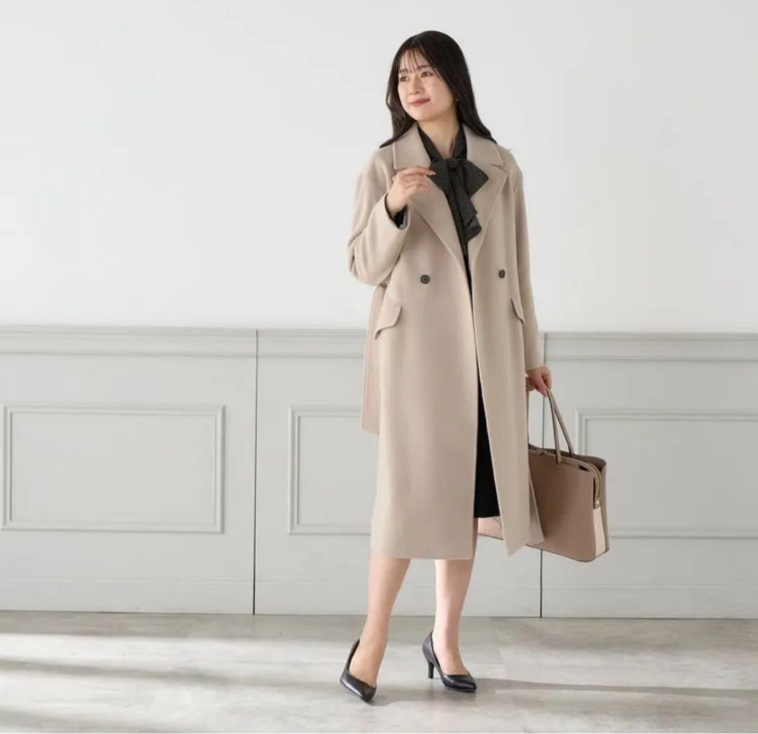 【新品・未使用】ベージュ ダブルブレスト ロングコート