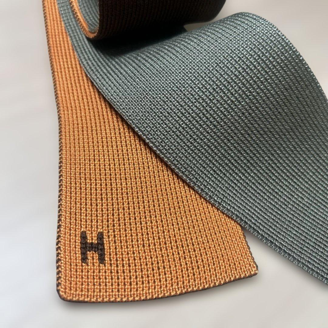 HERMES エルメス ネクタイ 4トーン ニットタイ　メンズ