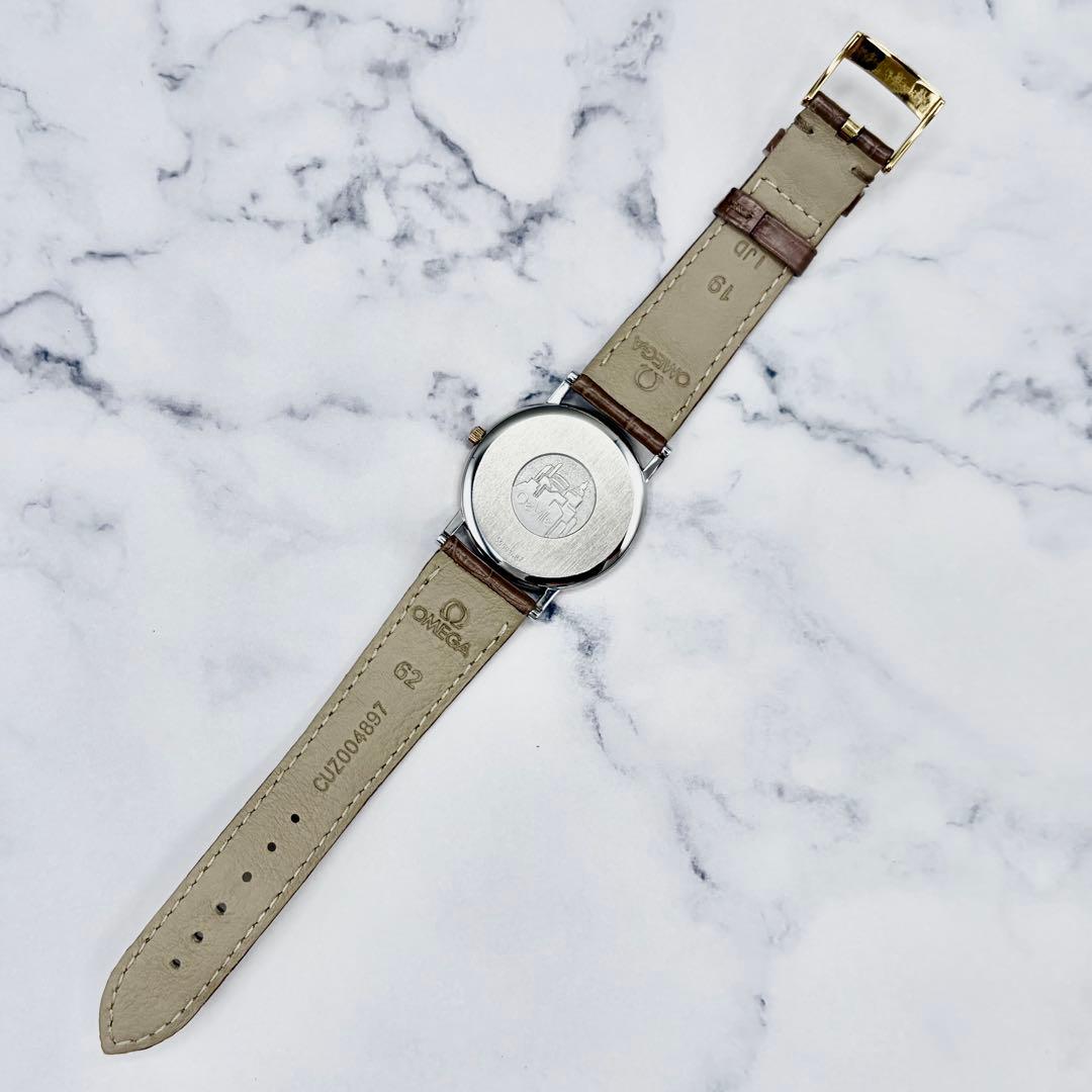 【美品】オメガ デヴィル K18YG リーフ針 7420.33 純正本革ベルト