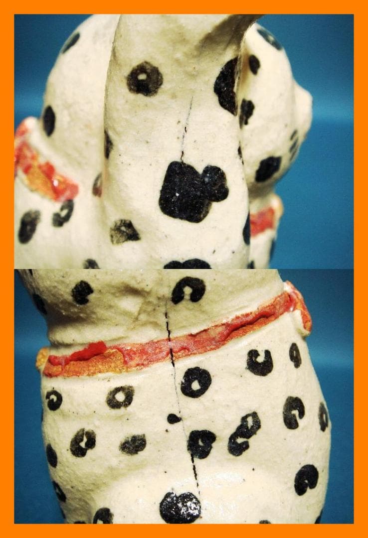 432『ユキヒョウ 招き猫』陶器　/骨董品 古美術 アンティーク 古玩