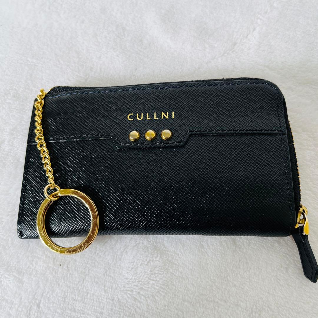 ✨美品✨CULLNI 財布 牛革 ブラック 無地 メンズ　小銭入れ