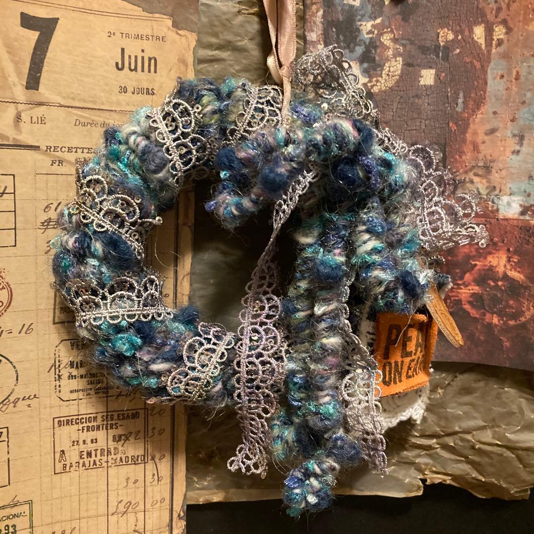 手作りミニリース　ターコイズカラー　ハンドメイド　チューリップ球根2ヶプレゼント