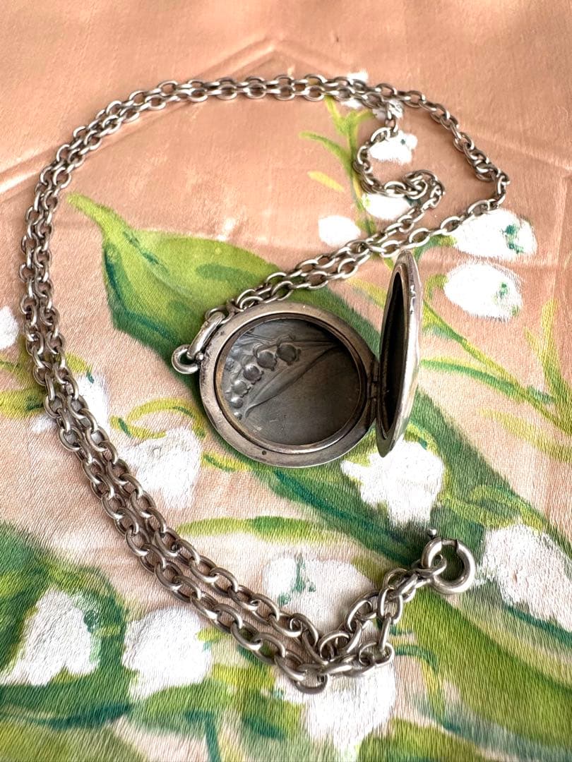 ♡フランスアンティーク　鈴蘭　ミュゲ　シルバー　銀　ロケットペンダント　19世紀