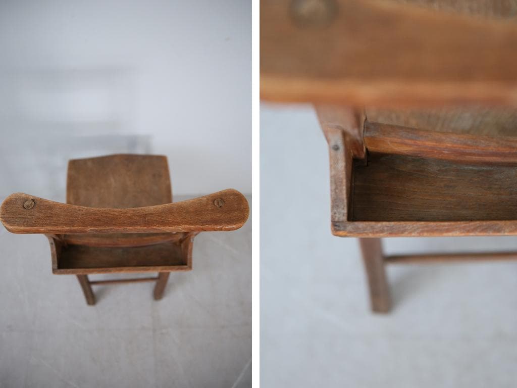 英国アンティーク木製チャペルチェア/チャーチ/ダイニングイス/飾り棚(92-96