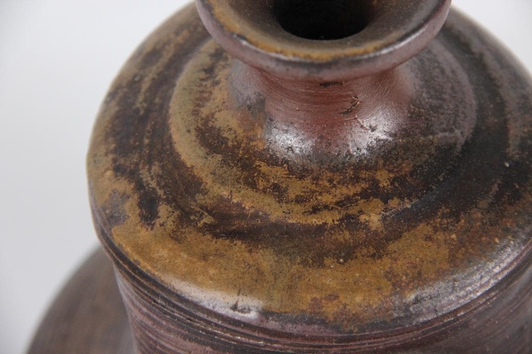 備前焼 人物細工徳利 酒器 花器 飾り壺　花器　焼印あり　銘有り　ED11-30