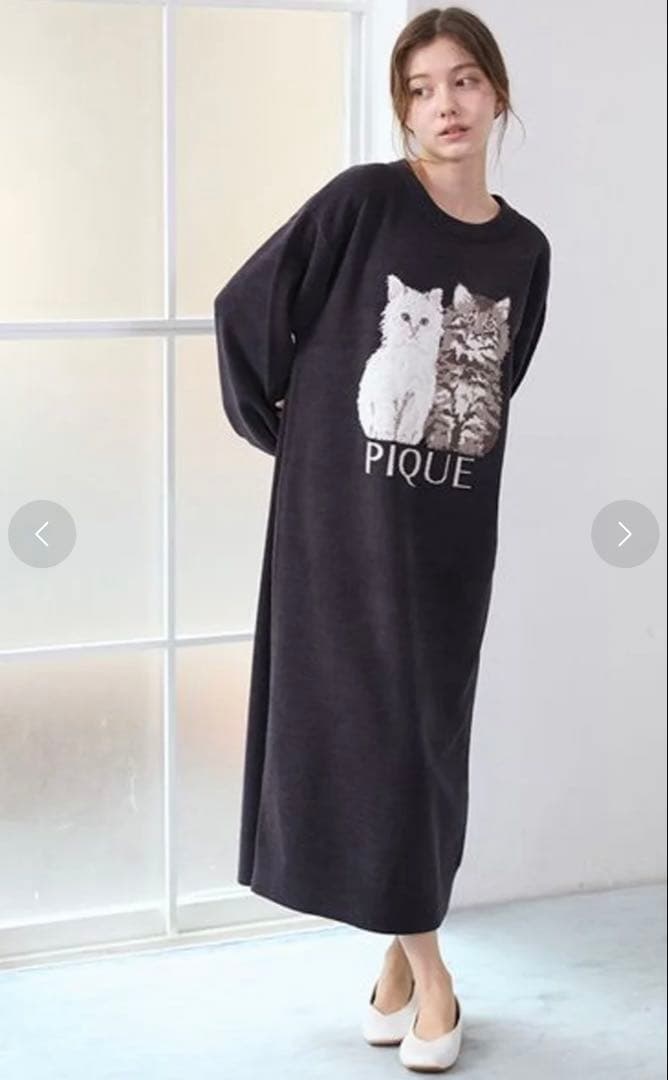 ジェラートピケ gelato pique ツインズキャットジャガードワンピース