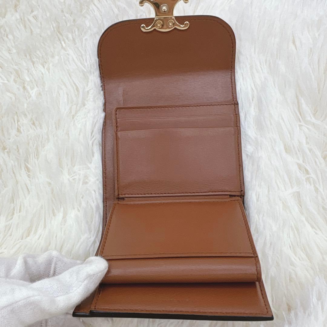 極美品✨CELINE トリオンフ スモールフラップウォレット 三つ折り ブラウン