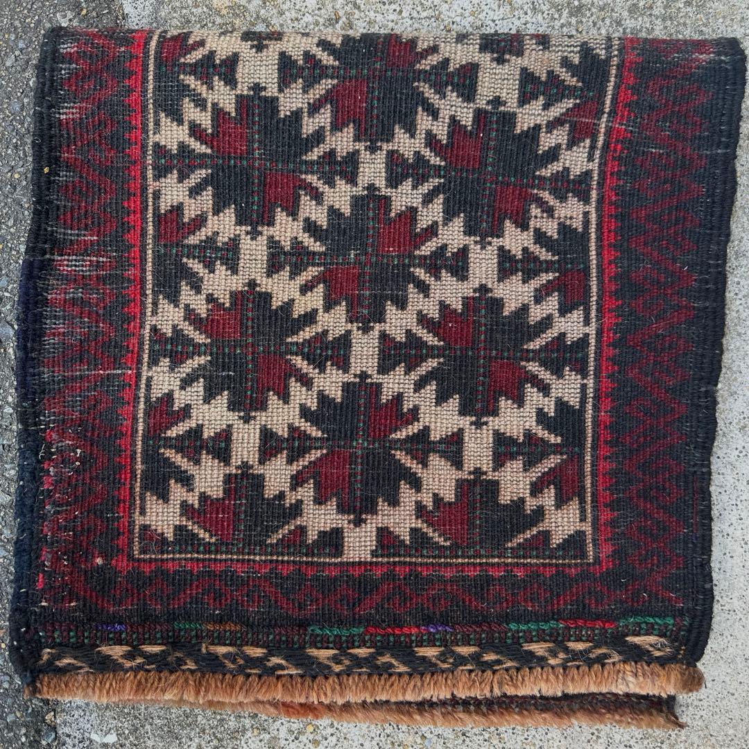 アンティーク絨毯73x37cmトライバルラグ手織り絨毯 年代バルーチ絨毯