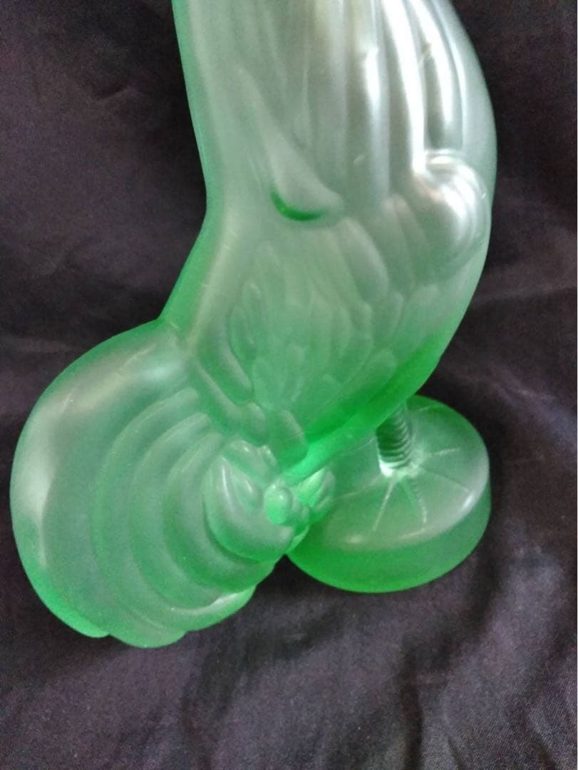 ニワトリ　置物　オブジェ　ガラス　グリーンガラス