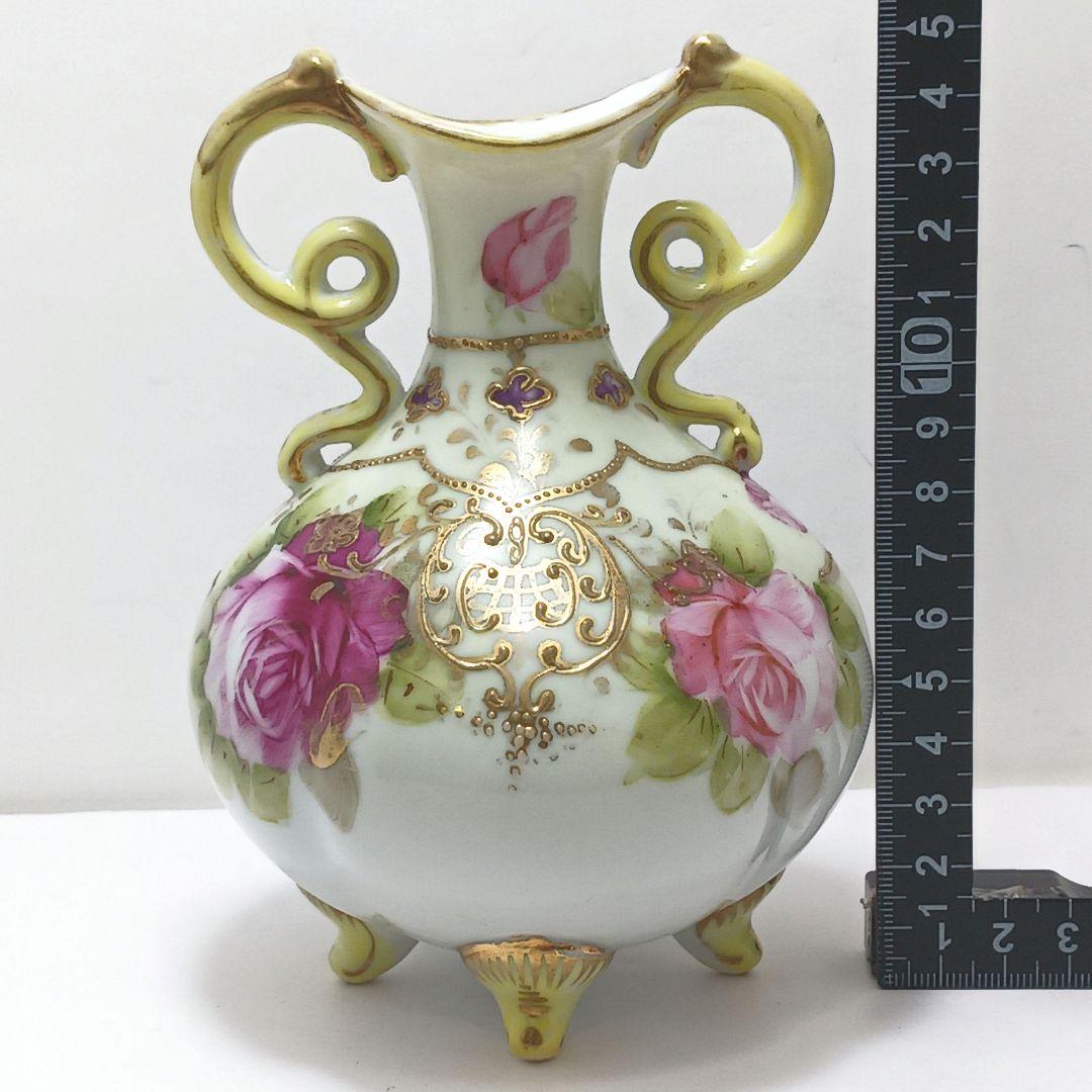 Y3036-1 オールドニッポン ハンドペイント 花絵 花瓶　　L