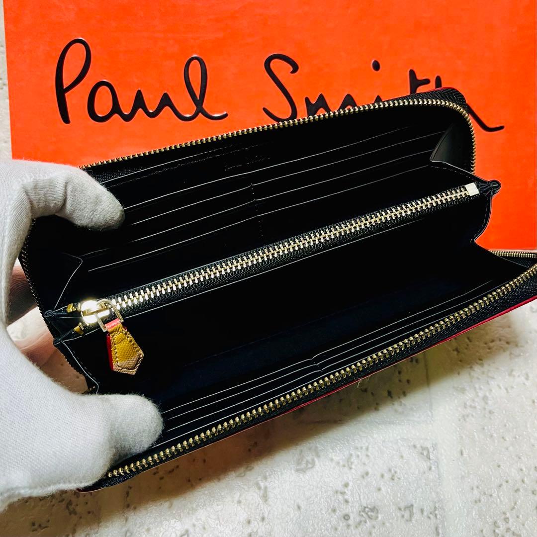 美品 ポールスミス シグネチャーストライプ ギャラ付き レザー 長財布 9371