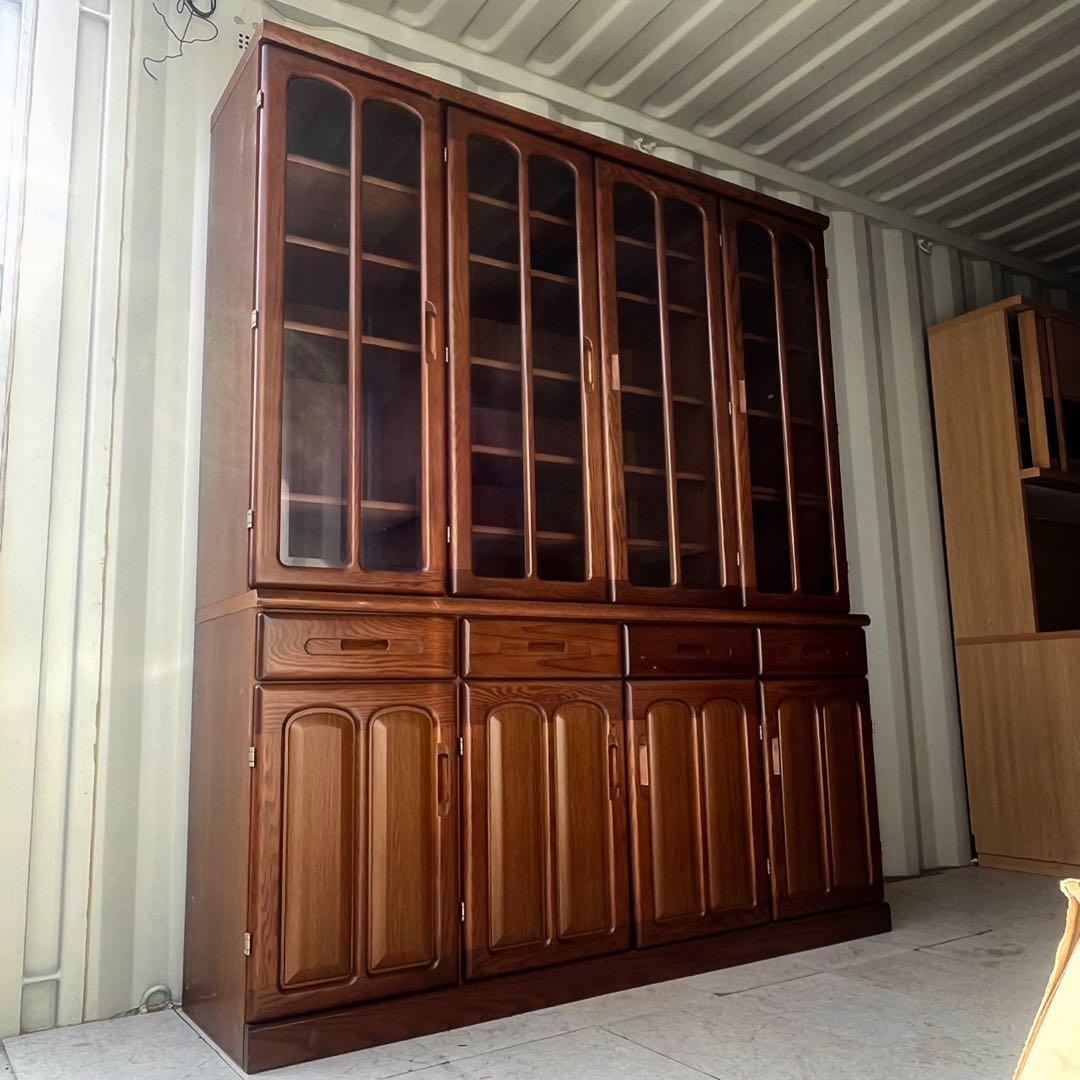 取付無料！シギヤマ家具 天然木北欧風アンティーク食器棚 キッチンカウンター✨