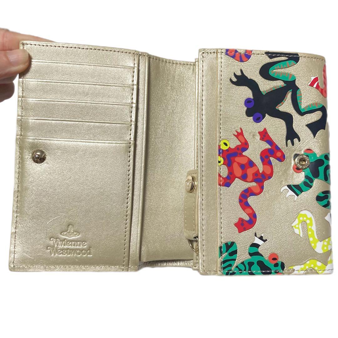 希少✦ヴィヴィアンウエストウッド 二つ折り財布 カエル FROGS ゴールド