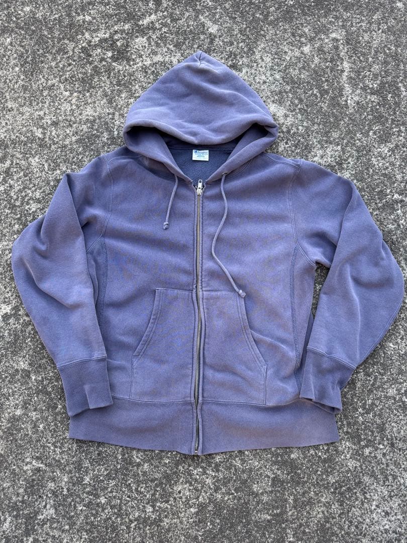 70s青単タグ復刻　ナス紺 champion リバースウィーブ　ジップパーカー