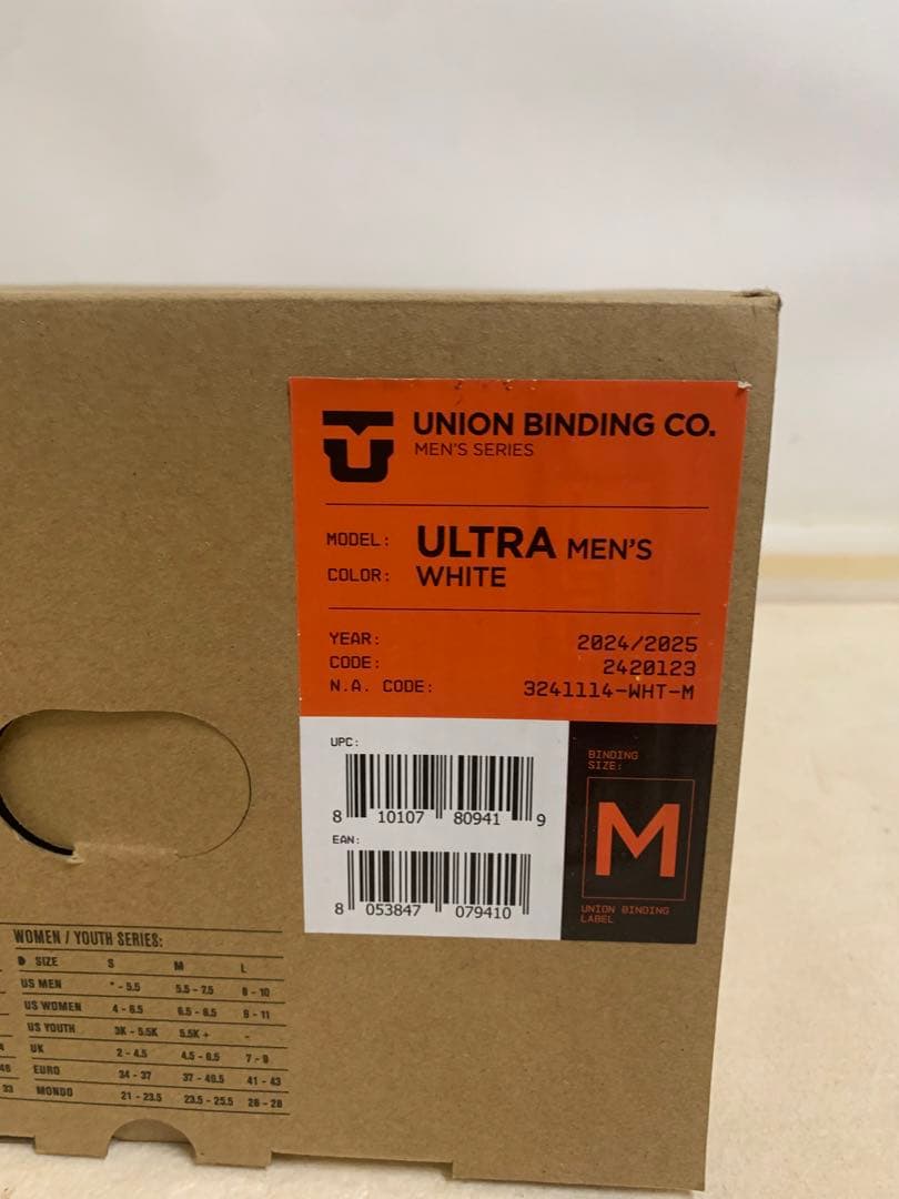 UNION ULTRA ビンディング ホワイト/ブラック 箱付き　SIZE M