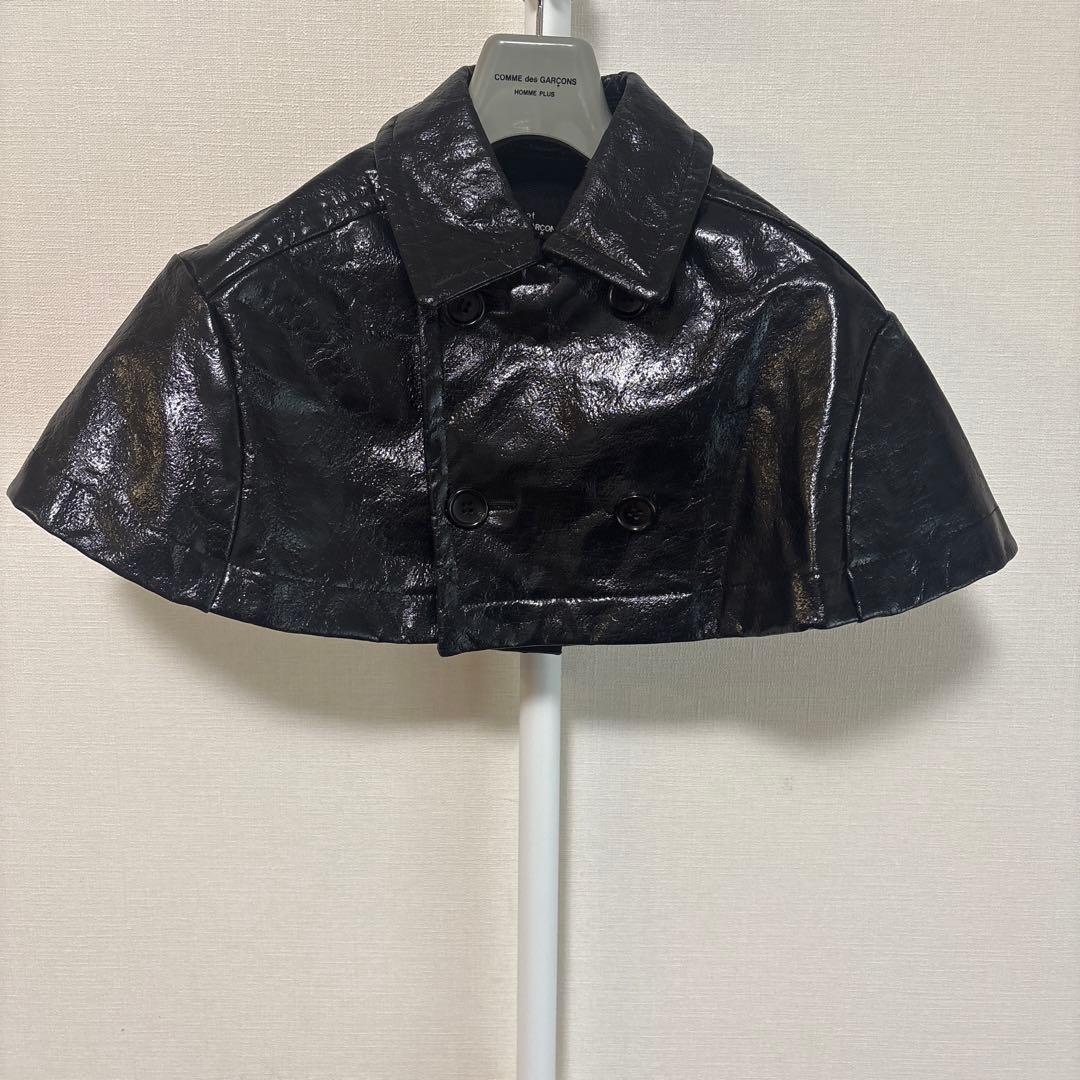 トリコ コムデギャルソン ブラックレザー ダブルブレストジャケット