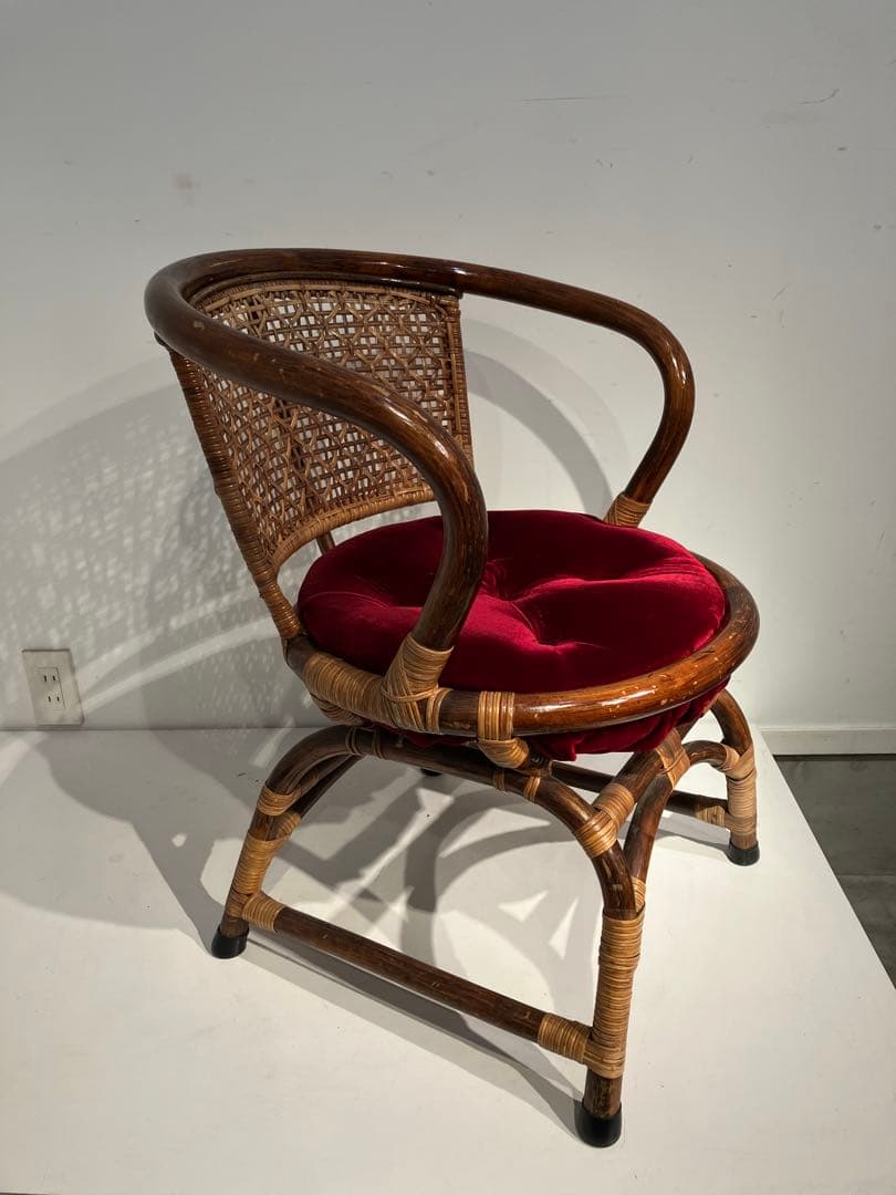 ヴィンテージ、ラタン、アームチェア、レトロ、和モダン、オールド、希少タイプ、
