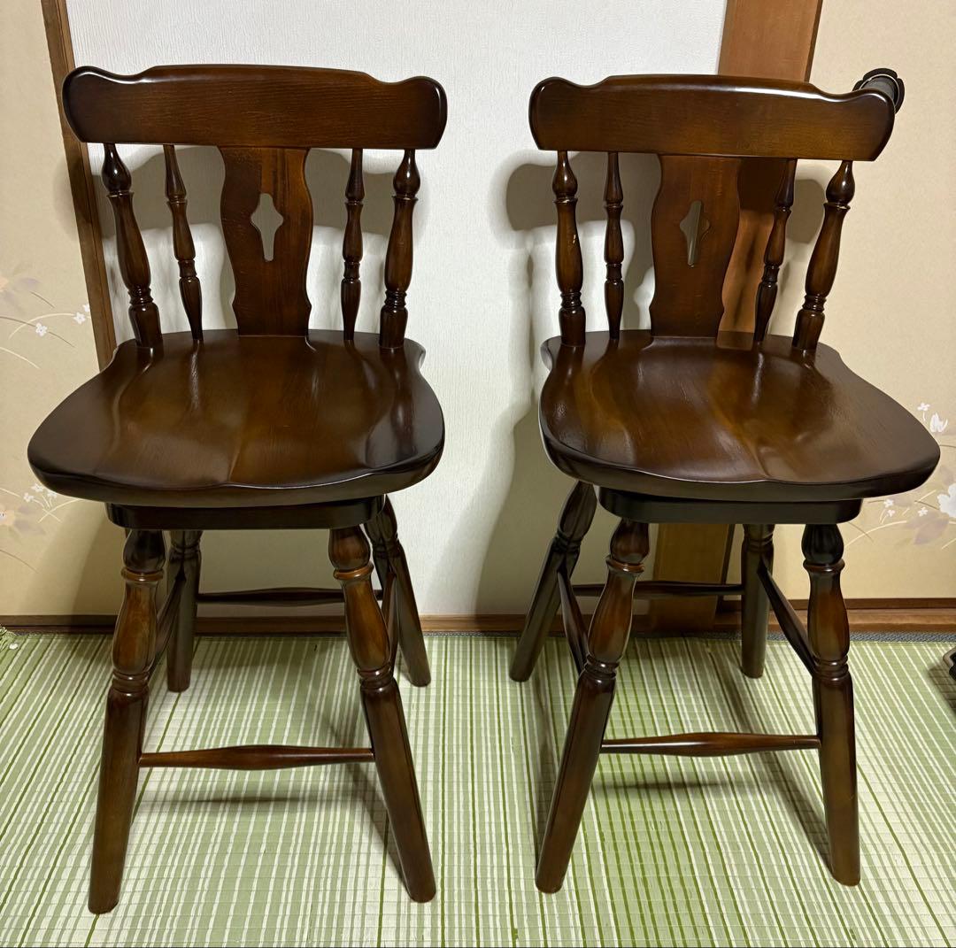 カリモク　カウンター　チェア　回転式　KARIMOKU オールド　椅子　2脚