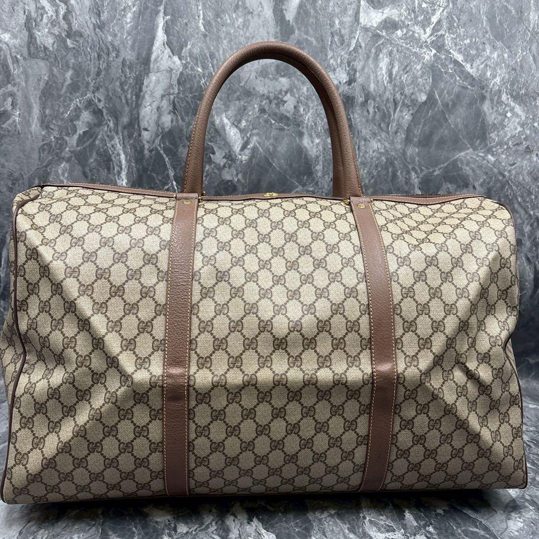 ✨美品✨GUCCI GG ボストンバッグ ベージュ ブラウン 金具 レザー ロゴ