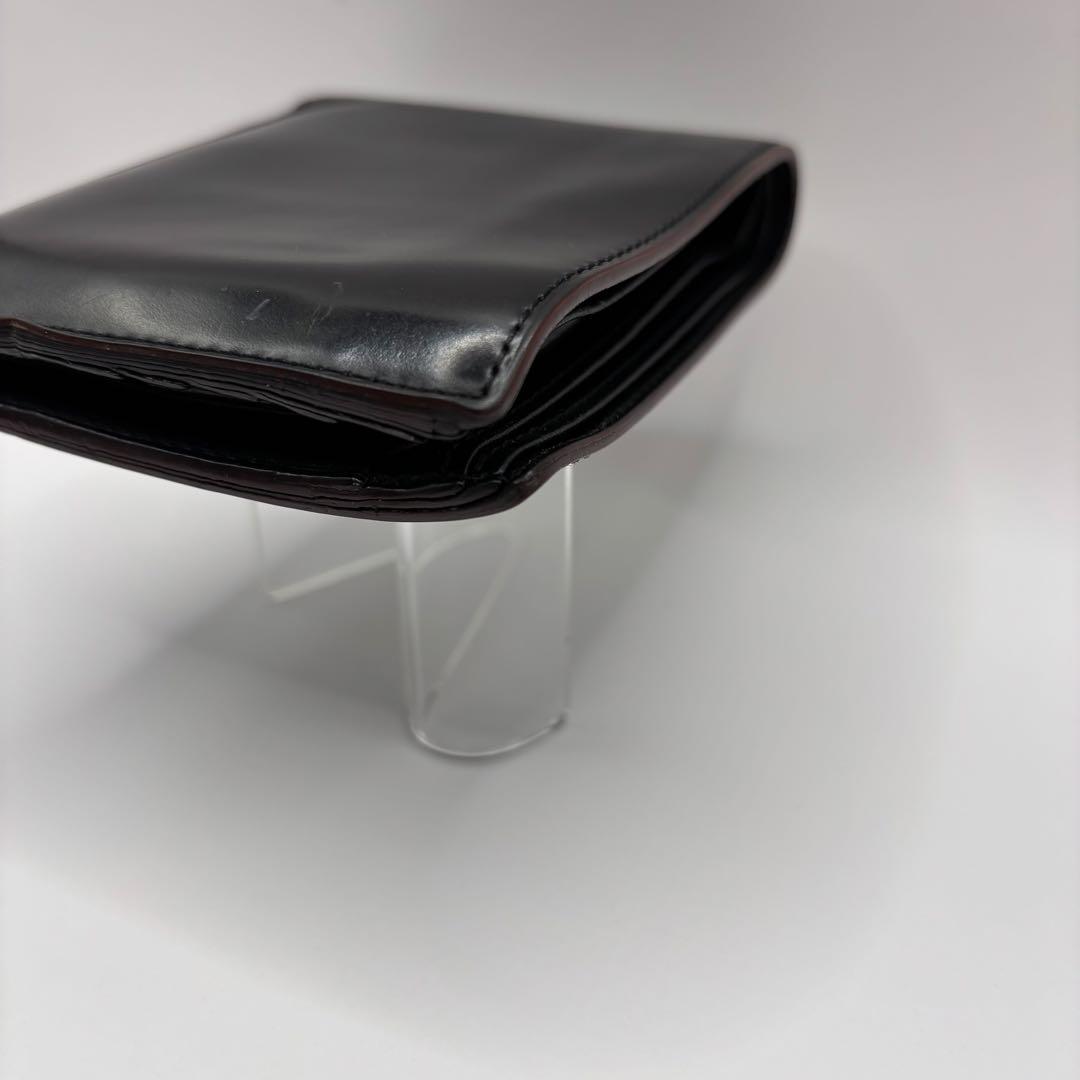 GANZO 二つ折り財布　ブラック　コードバン　レザー　折り財布　小銭入れ付き