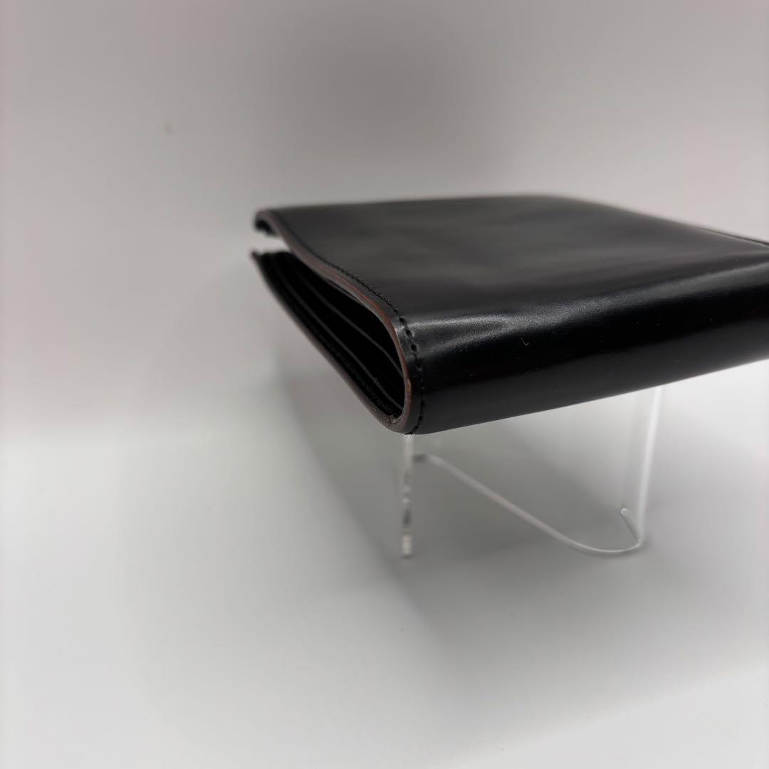 GANZO 二つ折り財布　ブラック　コードバン　レザー　折り財布　小銭入れ付き