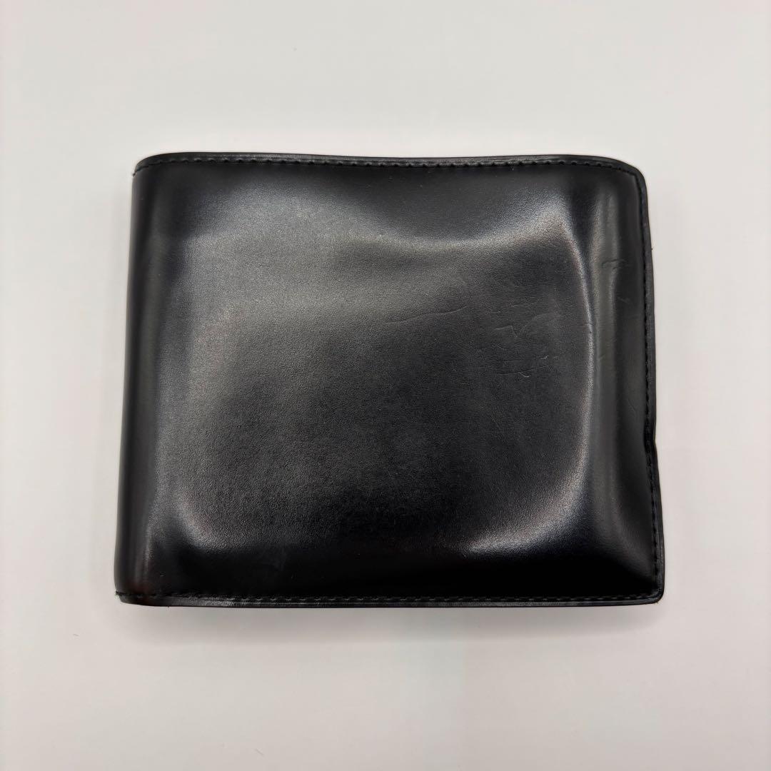GANZO 二つ折り財布　ブラック　コードバン　レザー　折り財布　小銭入れ付き