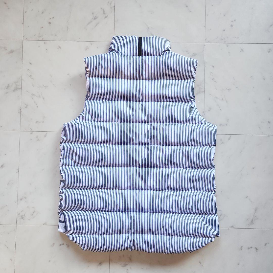 美品 ラルフローレン ダウンベスト ポニー刺繍 ストライプ 青×白