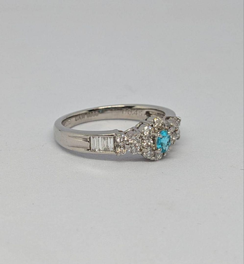 パライバトルマリン　Pt900　中央宝石研究所　プラチナ　リング