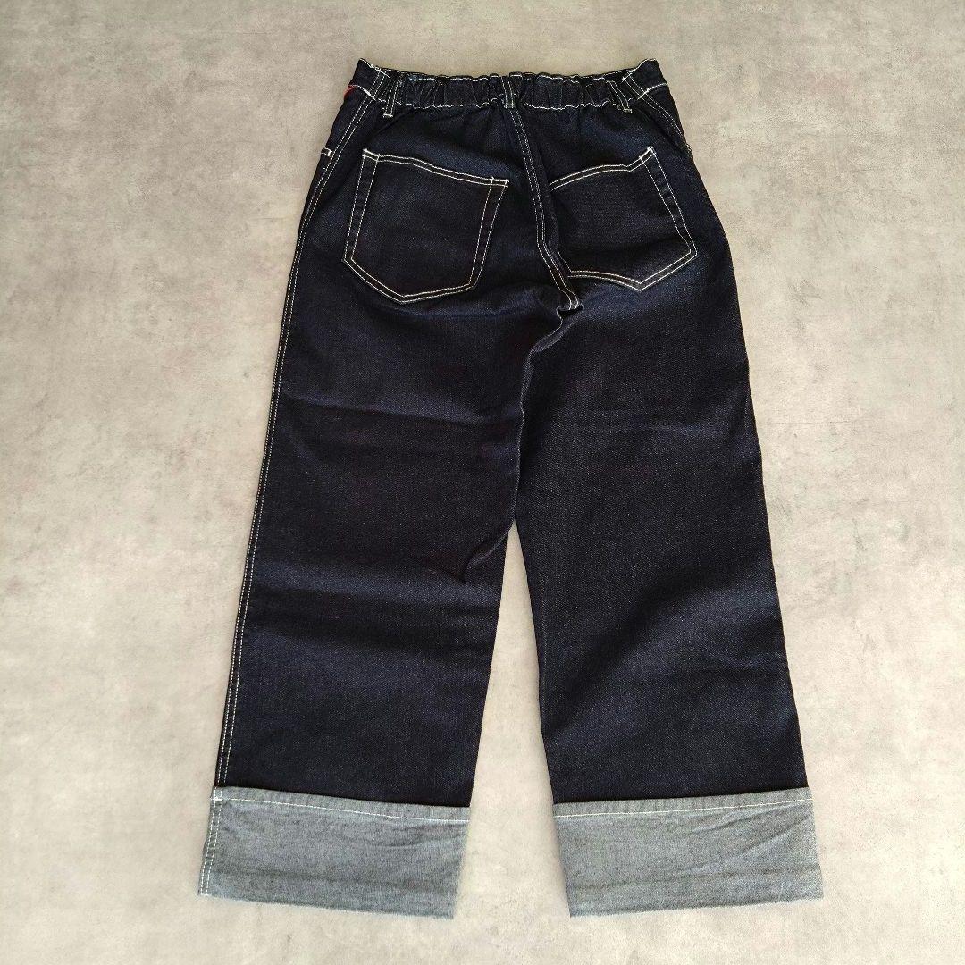 【美品】アルベロベロ　オレボレブラ　ワイドデニム　ぶたさん　刺繍　ロールアップ