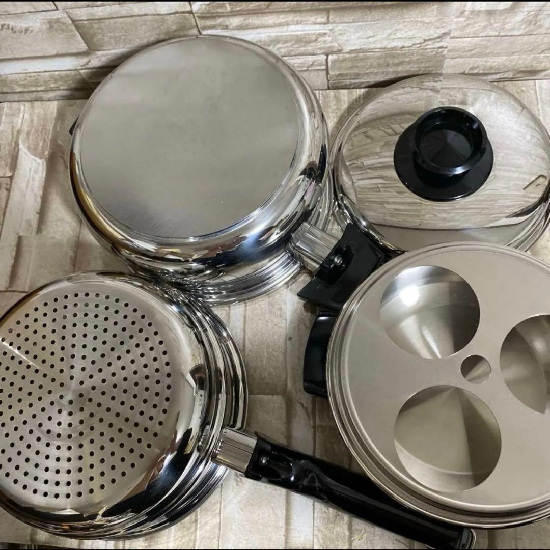 ロイヤルクイーン【IH対応品】⭐️３コート蓋付き⭐️スチーマー他セット出品　超美品