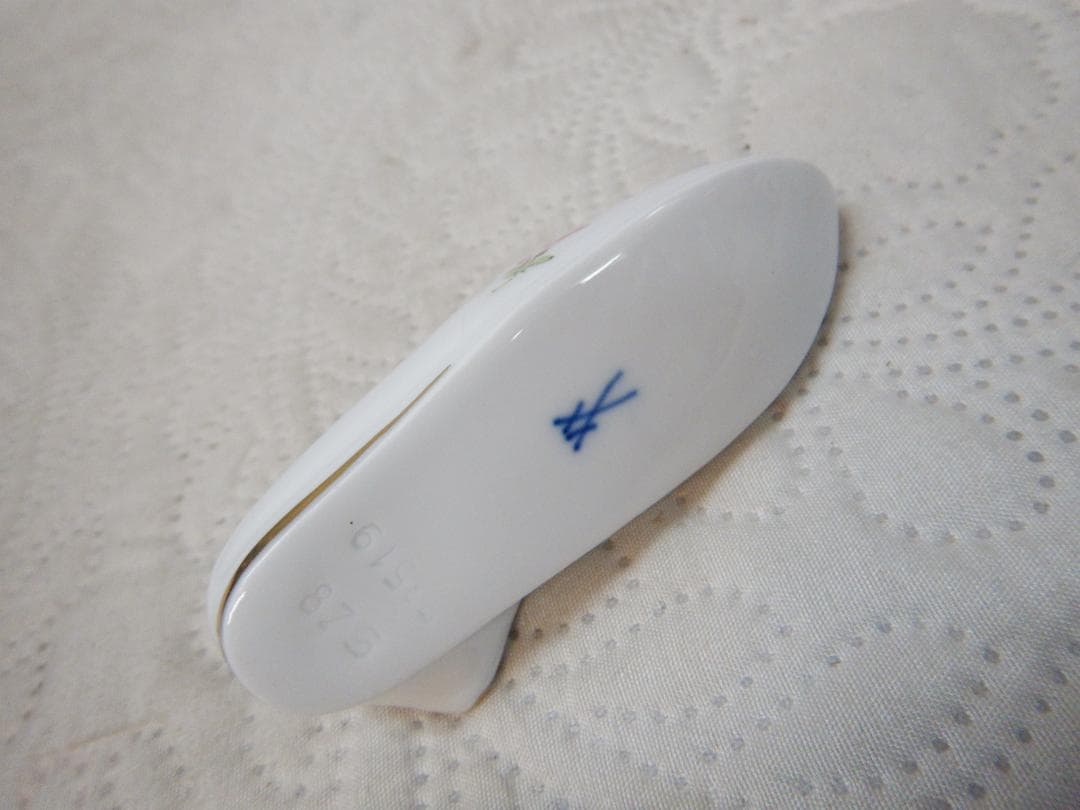 マイセン　花柄　靴型　小物入れ　 陶器製