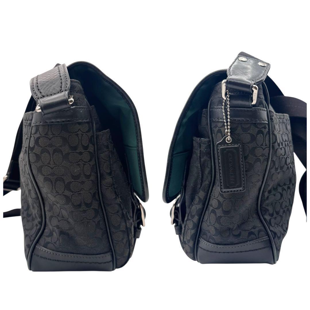 COACH コーチ メッセンジャーバッグ シグネチャー キャンバス 黒 斜めがけ