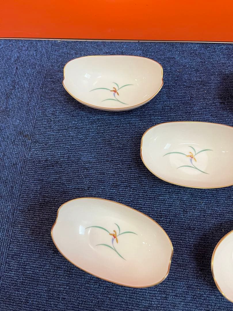 1324 香蘭社　船型小鉢　5客　金彩　未使用