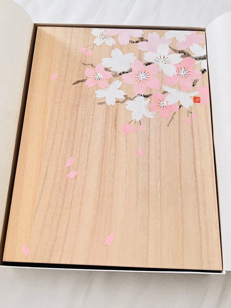 新品　鳩居堂　足立真瑚　綺羅　桐箱　4点　さくら　葡萄　向日葵　しだれ桜