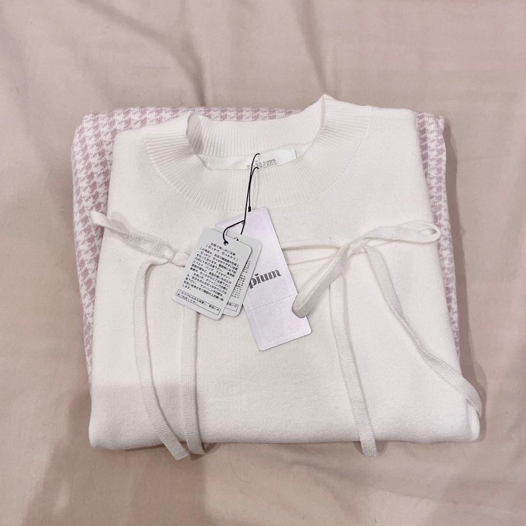 「DoK*様」piumカットアウト千鳥柄ニットワンピース