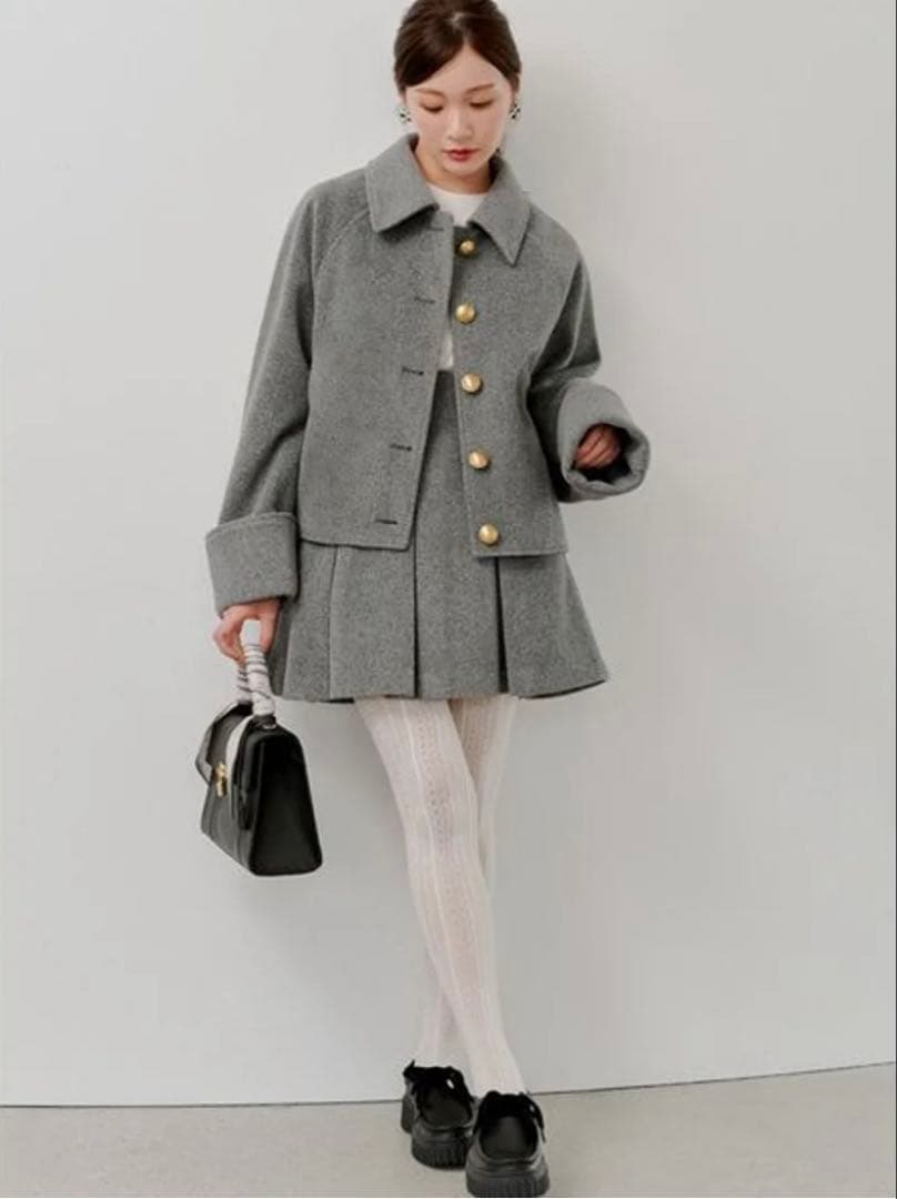 【新品未使用】SNIDEL ステンカラーメタルボタンジャケット グレー