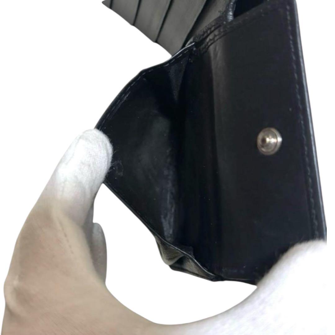 人気　グッチ　折り財布　マイクロGG　シマレザー　ブラック　フラップ　GG柄