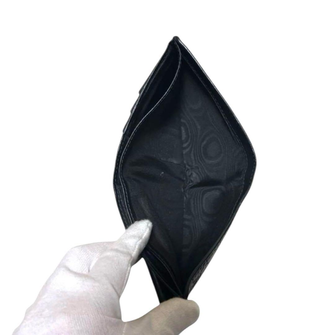 人気　グッチ　折り財布　マイクロGG　シマレザー　ブラック　フラップ　GG柄