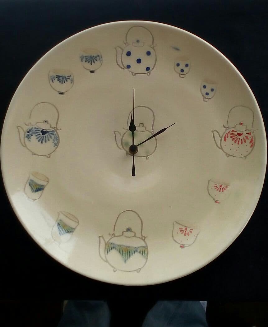陶房火風水　大皿時計