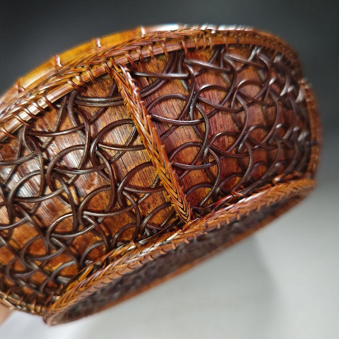 イ595 炭斗『田中篁斎造』『玄々斎好　七宝組炭斗　竹編　炭取　共箱』茶道具