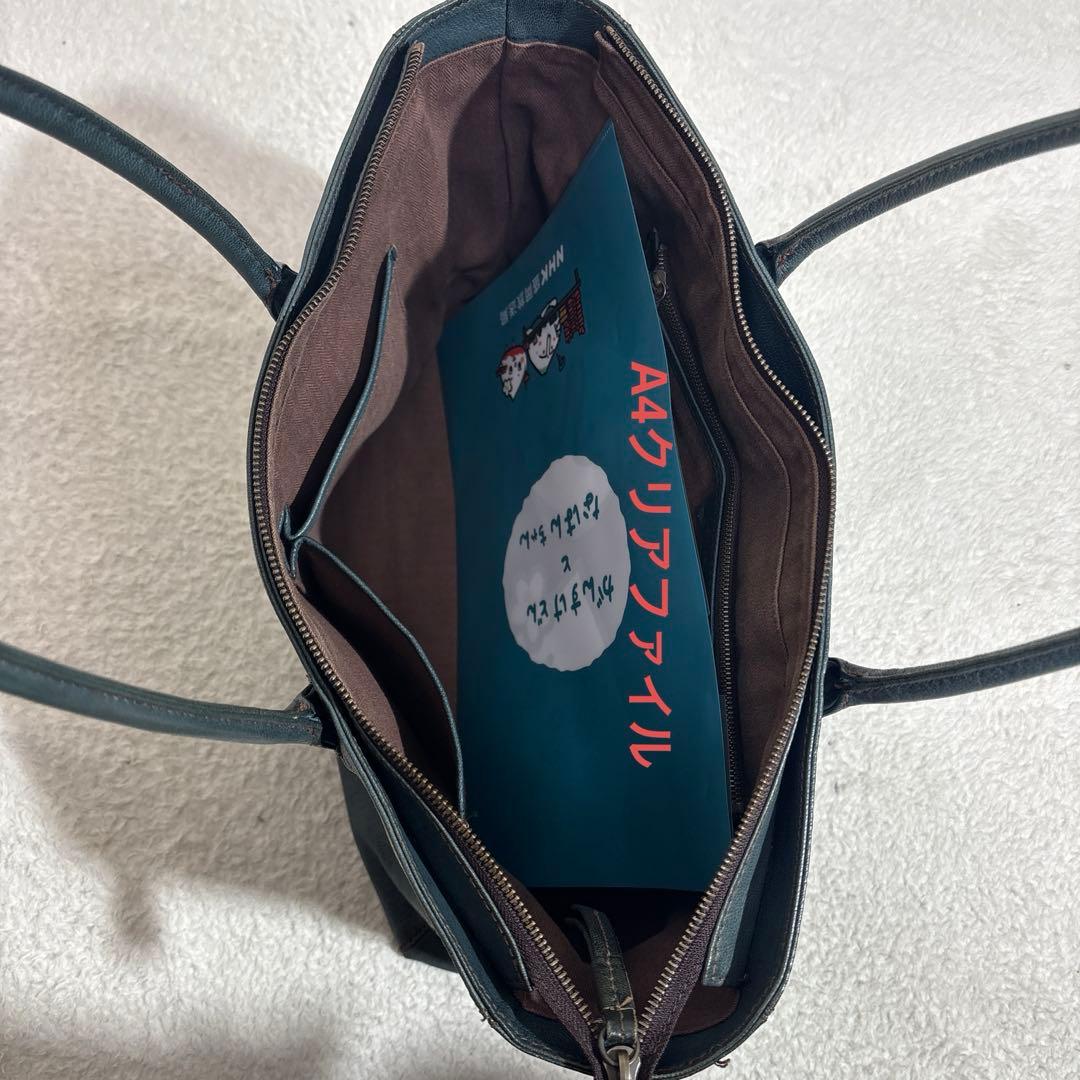 希少　ゲンテン　トートバッグ ゴートレザー A4対応 焦がしバフ加工　レディース