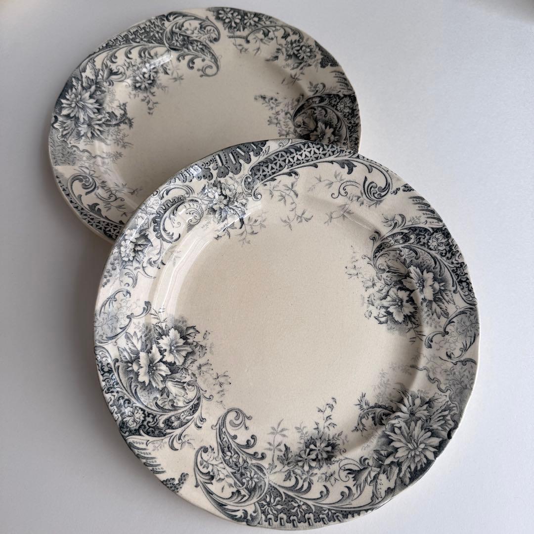 フランスアンティーク　ショワジールロウ　ETRETAT ディナープレート　2枚